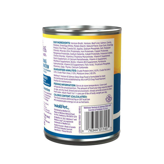 Wellness Adult Venison and Salmon Stew Wet Dog Food (12.5oz) - detail view