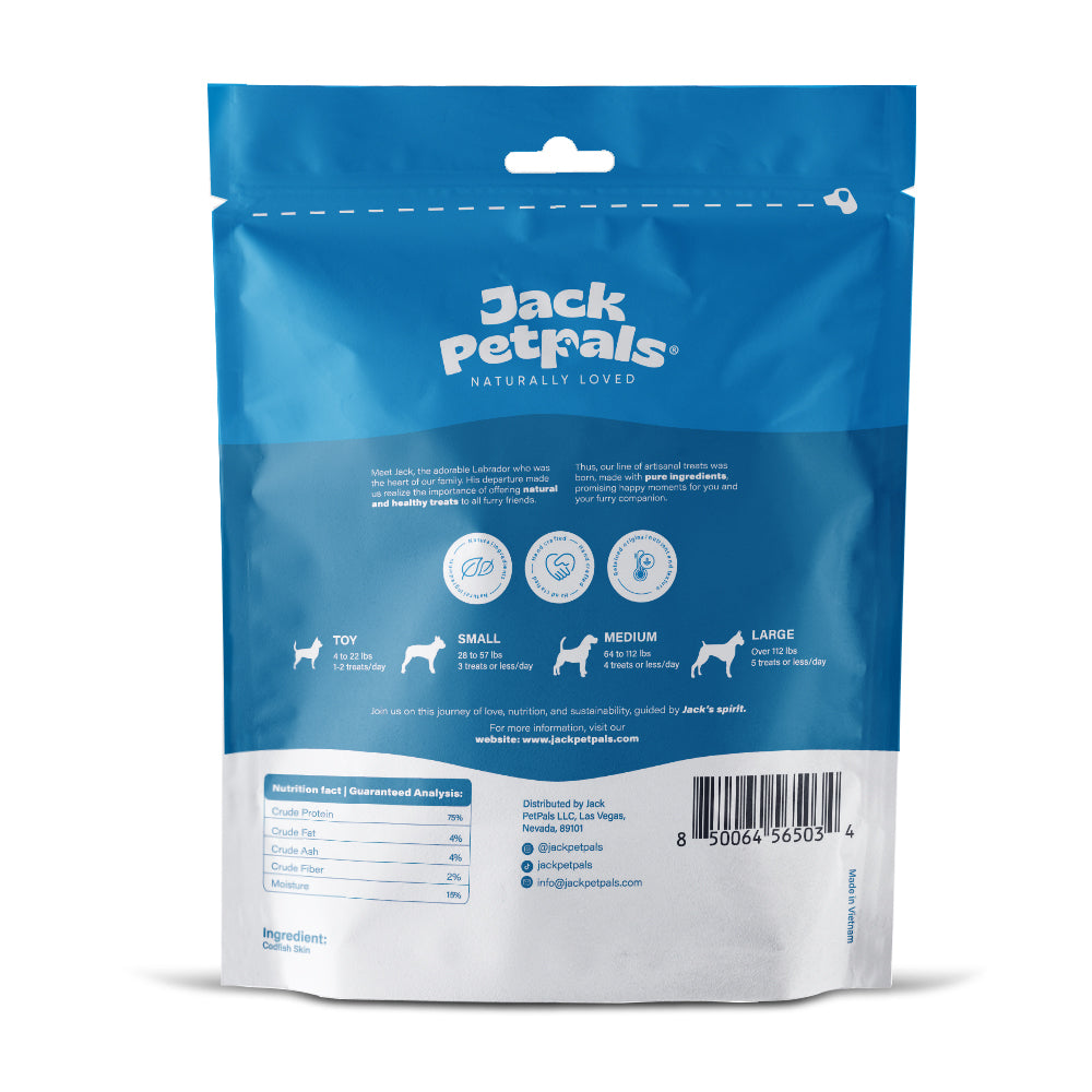 Dog Food Jack PetPals Seafood Feast Codfish Skin Treat Chews - gallery product image for dog food
