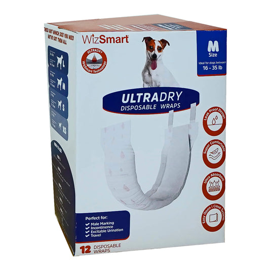 Wizsmart Ultradry Disposable Male Dog Wraps Dog Training Pet - detail view
