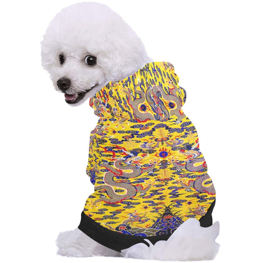 Pet Apparel Yellow Imperial Dragon Button Hoodie for Comfort - detail product image for pet apparel