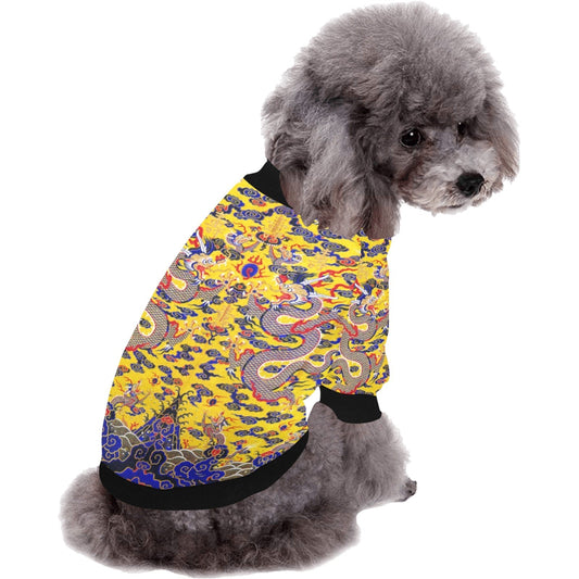 Pet Apparel Yellow Imperial Dragon Round Neck Shirt Essentia - detail product image for pet apparel