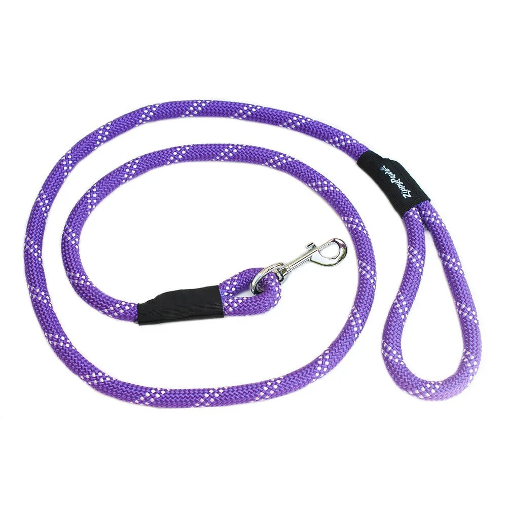 Zippy Paws Climbers Rope Leash Purple 6Ft Adjustable Dog - main product image