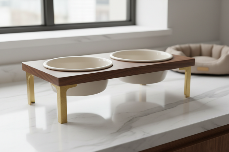 Wood Stand Elevated Pet Bowls