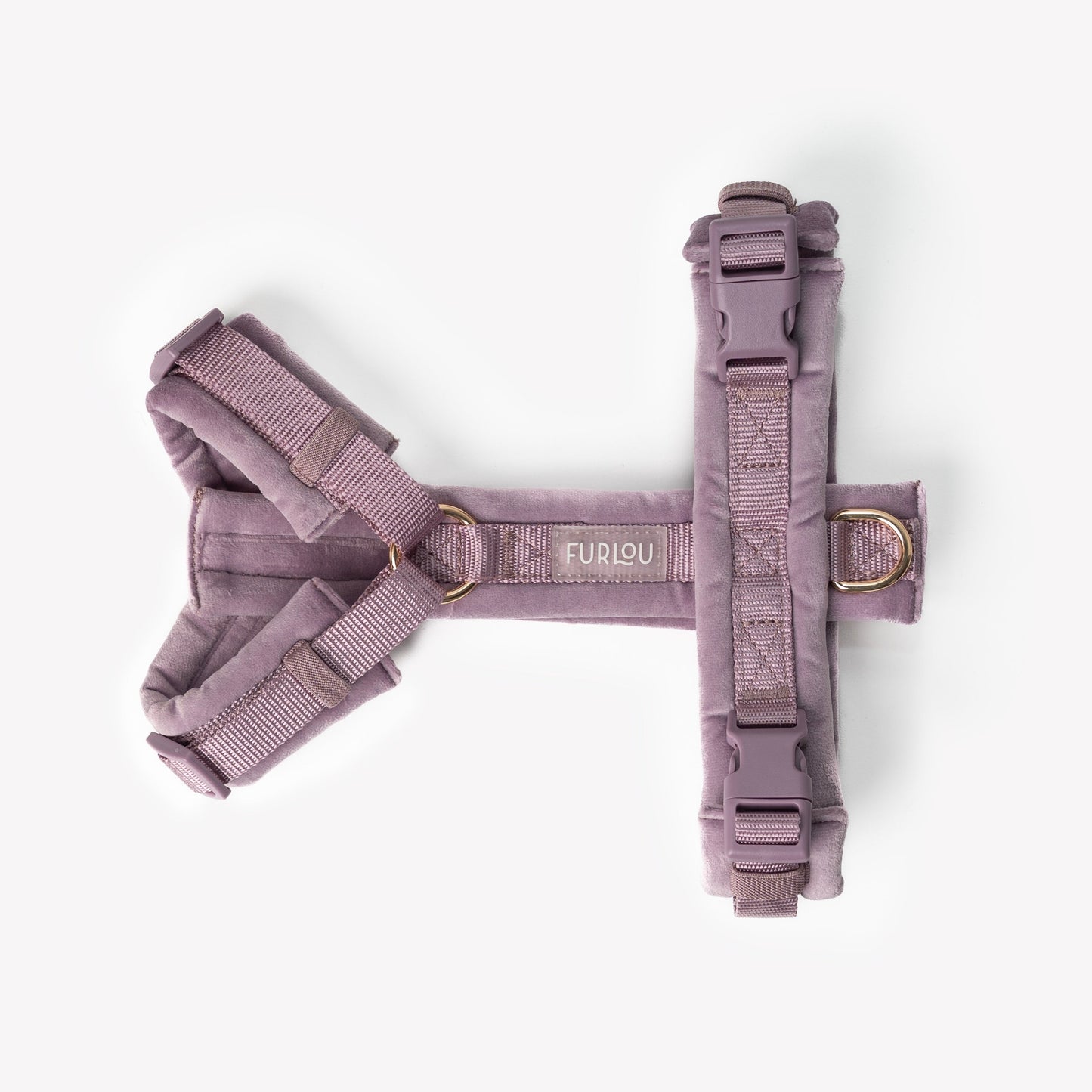 Lilac - Velvet Dog Harness - detail view