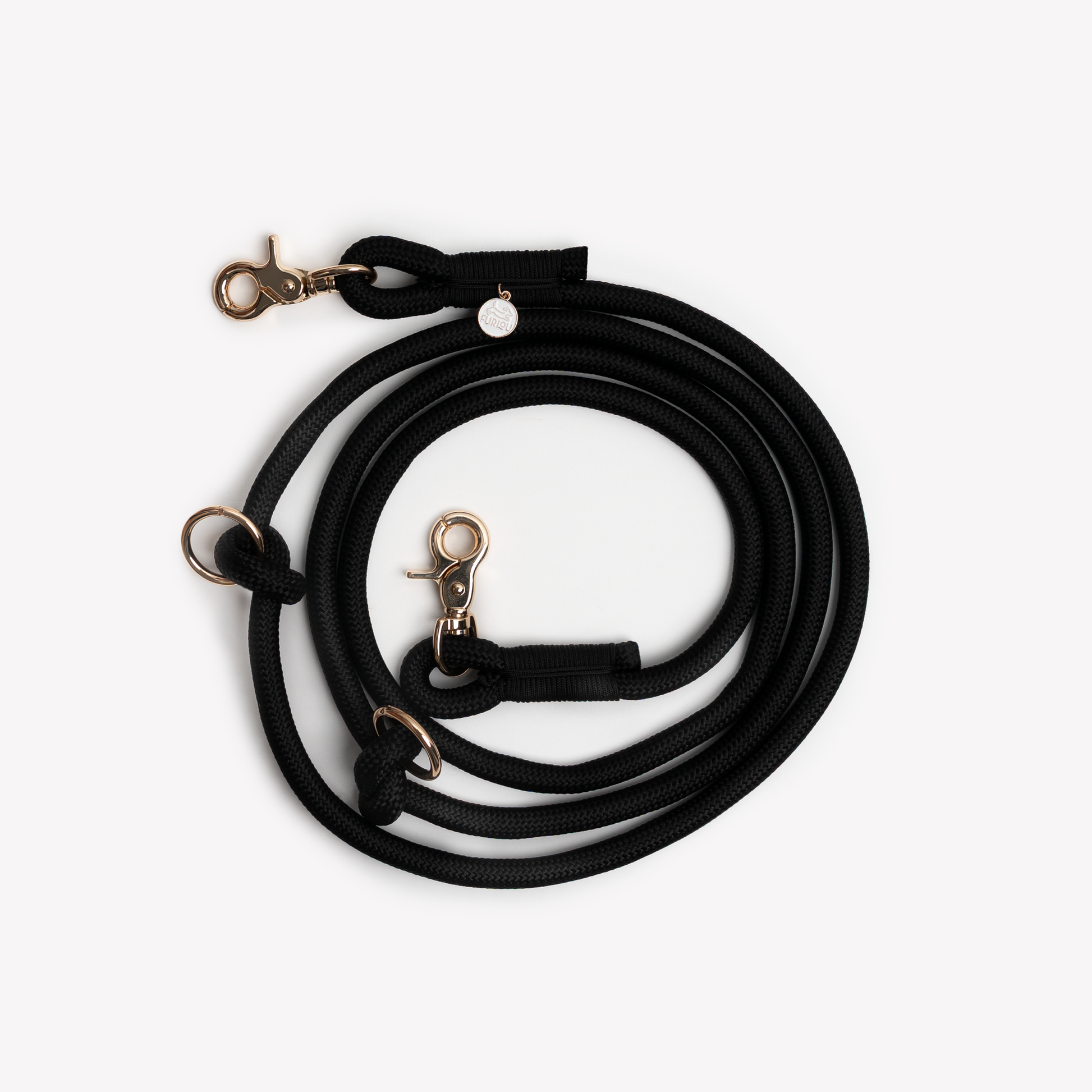 Black Hands-Free Braided Leash for Dogs - Premium Style - detail view