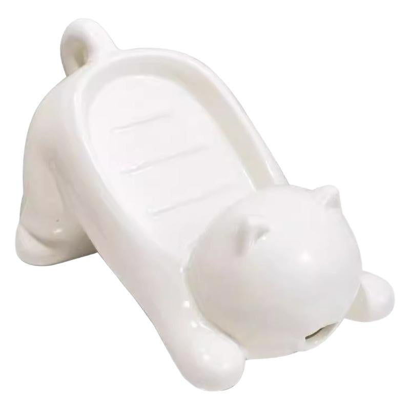 Pet Cat Drainage Bathroom Accessories Soap Anti Slip Dish - close up view