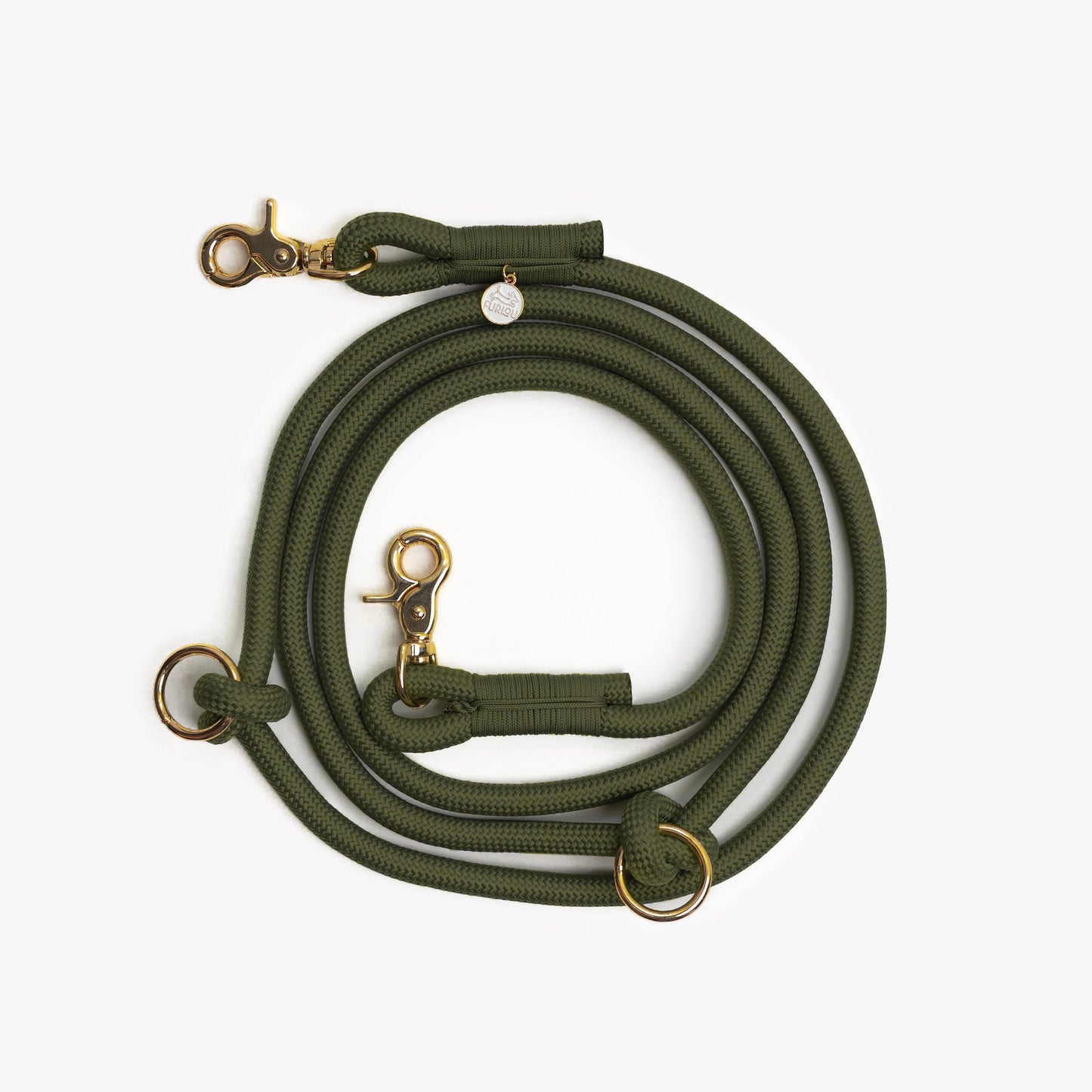 Moss Green Hands-Free Braided Leash for Dogs - Premium - detail view