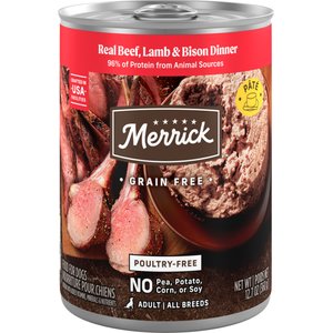 Merrick Grain Free Real Beef Lamb And Bison Wet Dog Food 12 - main product image