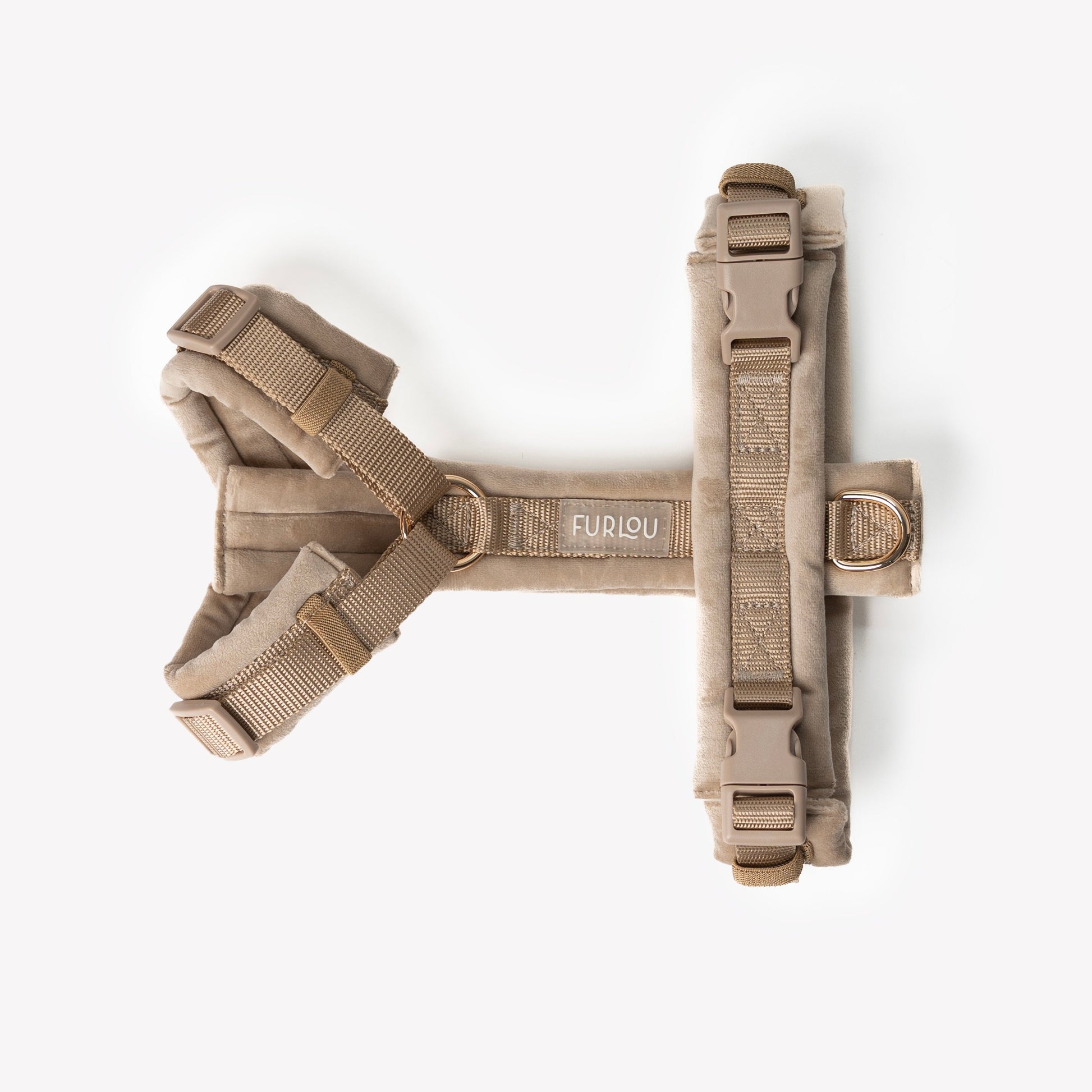 Sand - Velvet Dog Harness - detail view