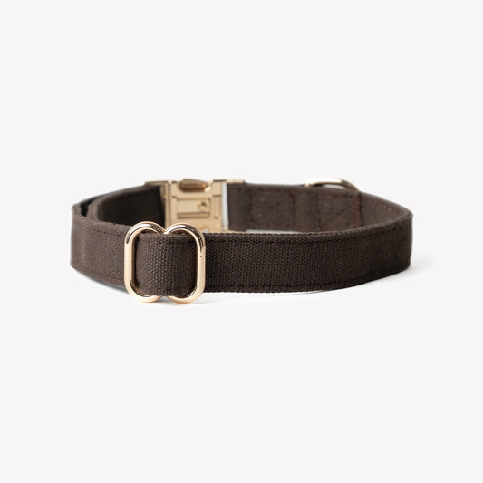Dog Collars 'Brown' Canvas Dog Collar Premium Pet Supply - detail view