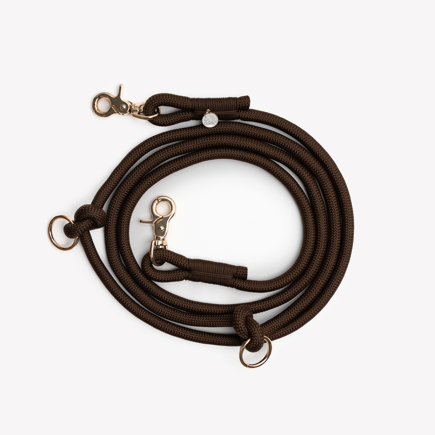 Brown Hands-Free Braided Leash for Dogs - Premium Style - detail view