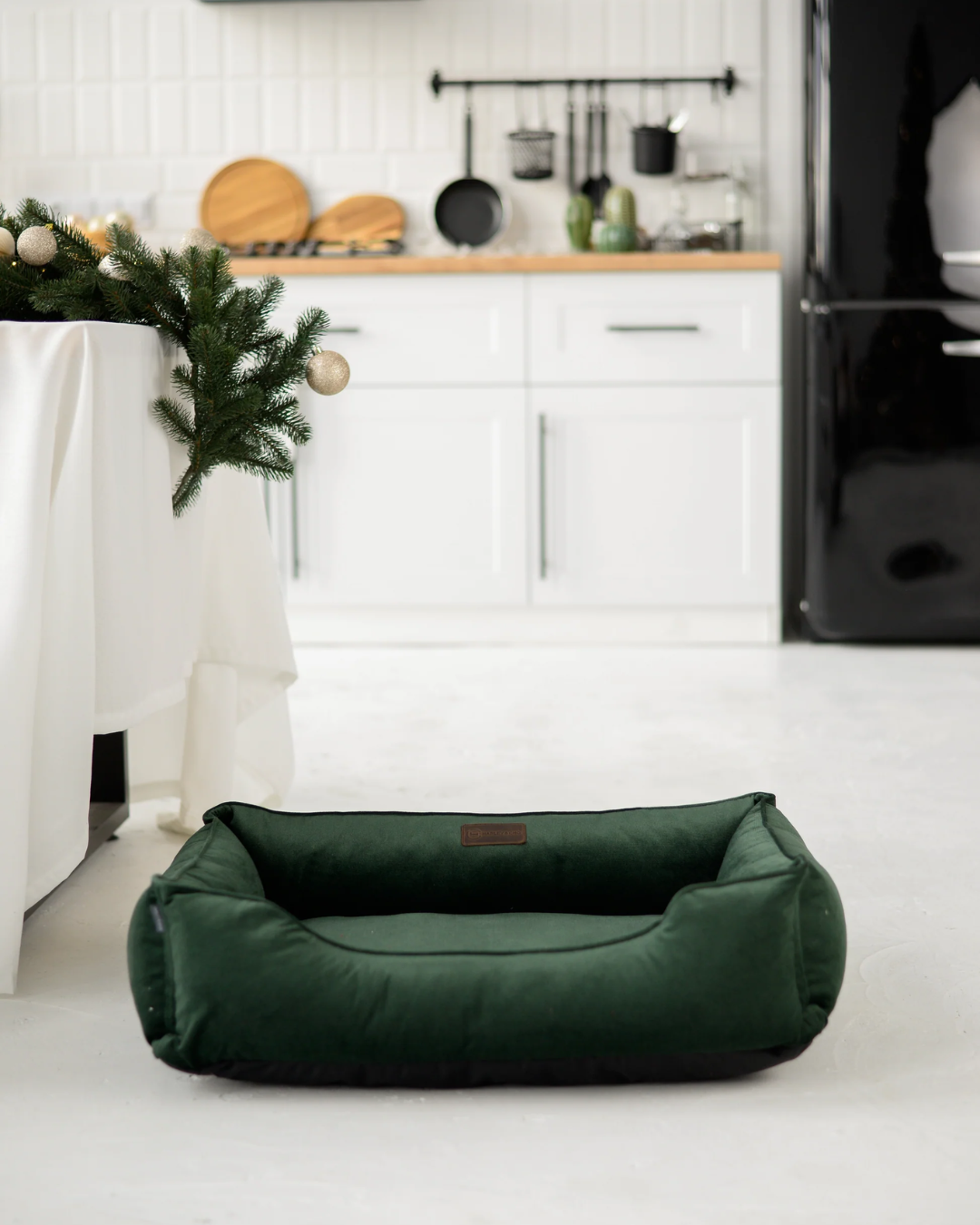 Luxury Dog Bed Classic Velvet Sleeper Green for Comfort, Sup - luxury dog bed view 4 for comfort and support