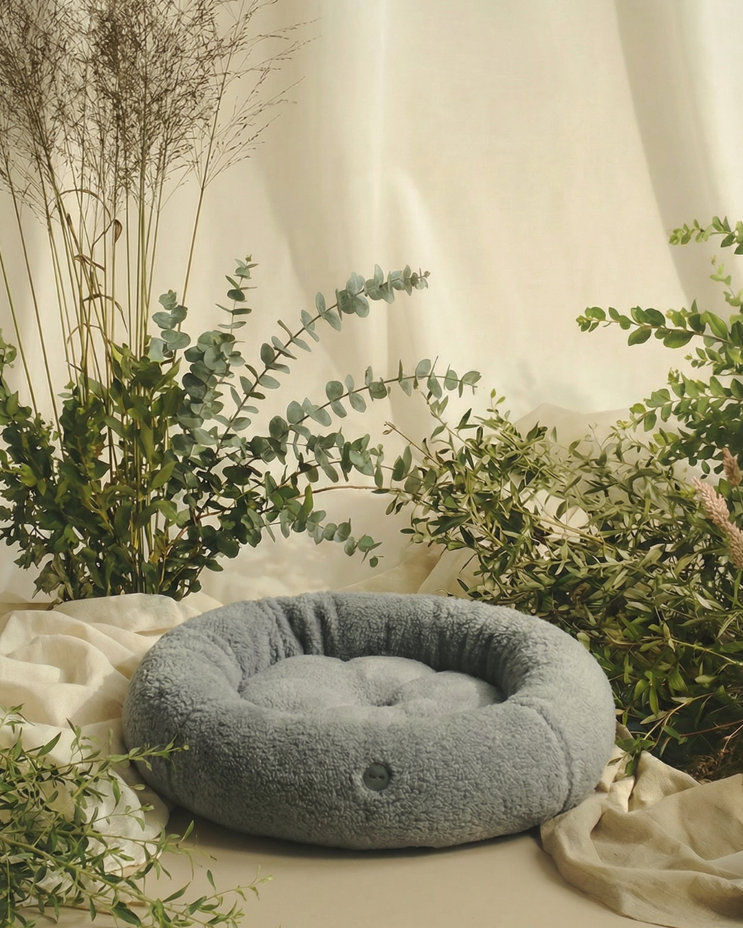 Furry Gray Donut Bed for Deep Calming Sleep and Soft Support main product image for dogs