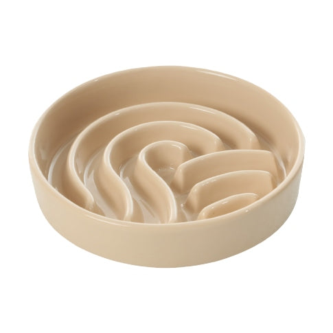 Wave Slow Feeder Dog Bowls Pink Beige Orange Pet Feeding - close up view for Pet Feeders & Bowls