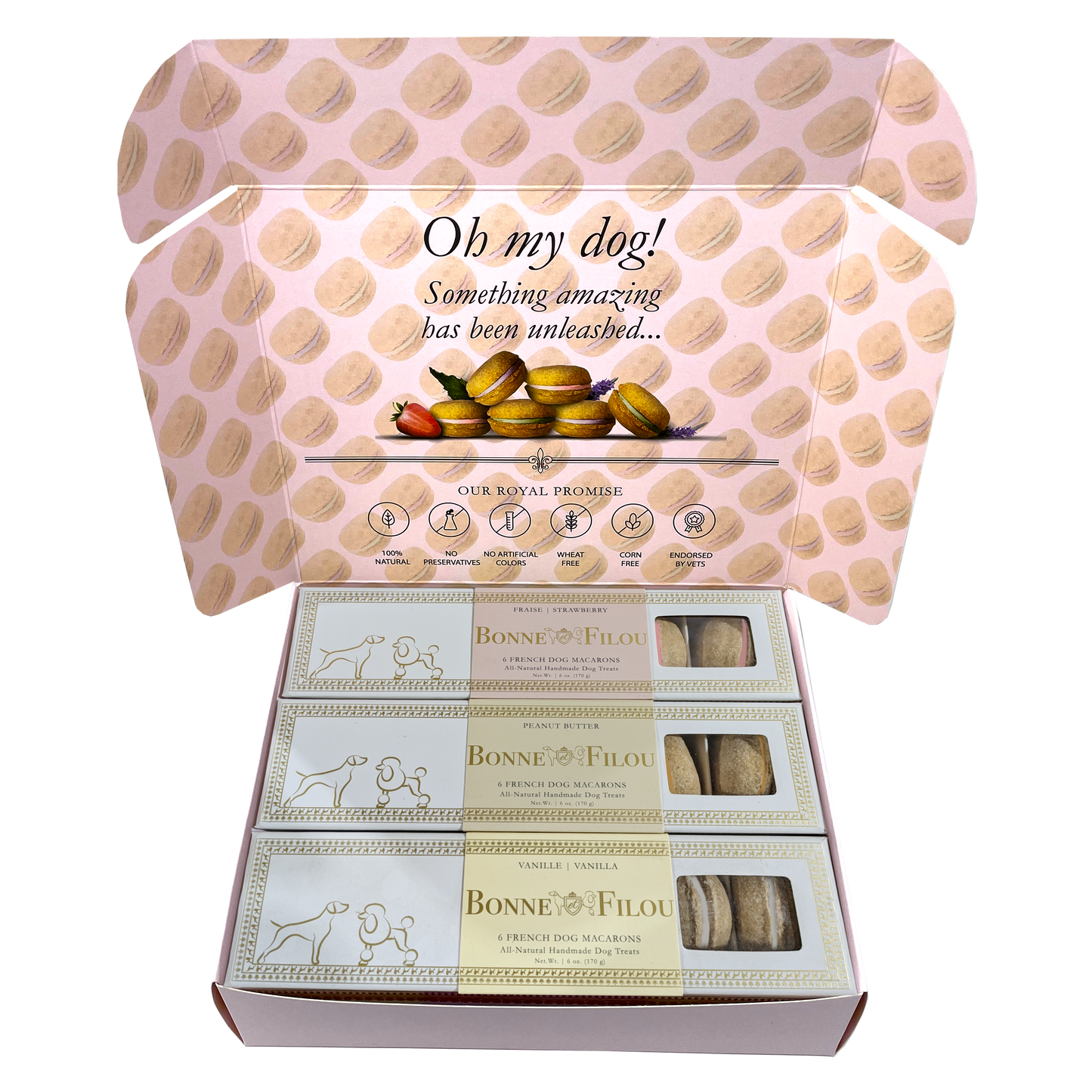 Dog Treats Macaron Combo Gift Box 18 French Macarons Essenti - detail product image for dog treats