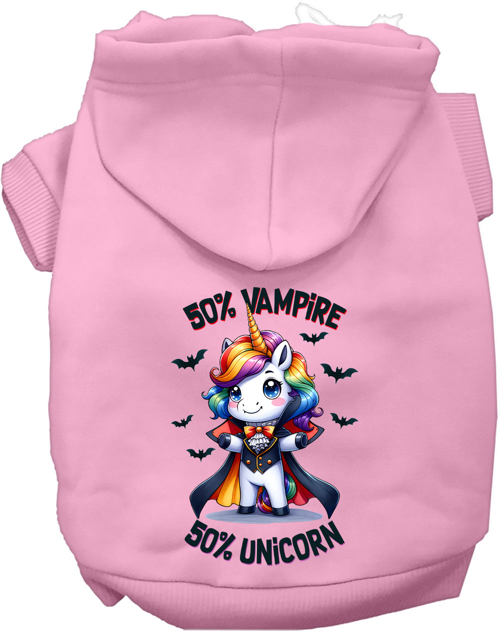 Dog Hoodie Vampire and Unicorn for Festive Enchantment Pet - close up view