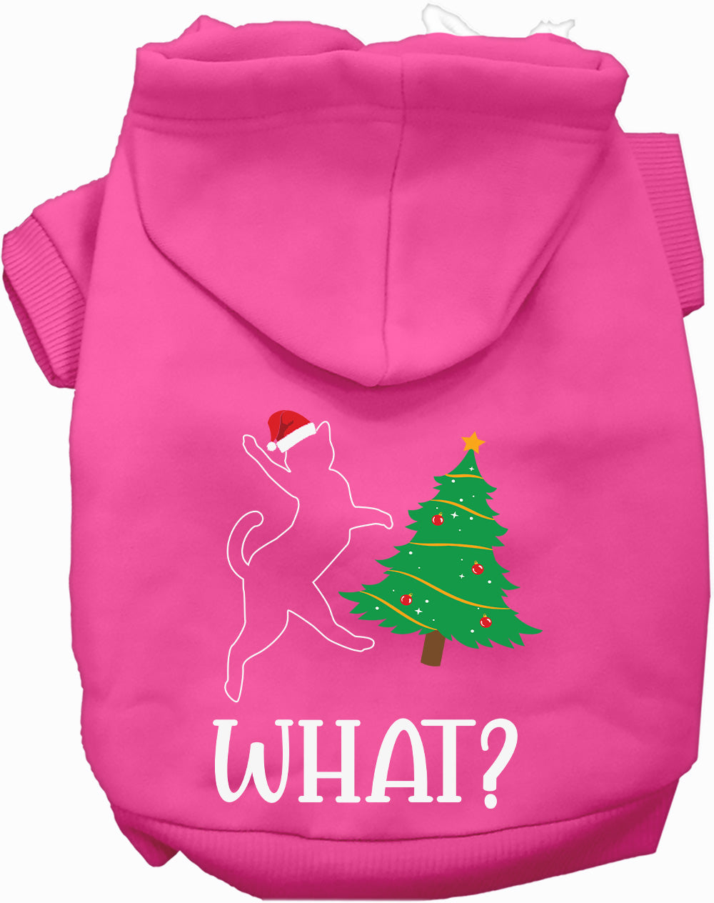 Dog Hoodie Kitty What Christmas Tree for Festive Holiday Pet - close up view
