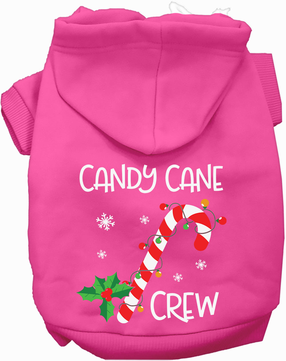 Dog Hoodie Candy Cane Crew for Festive Halloween Pet Style - close up view