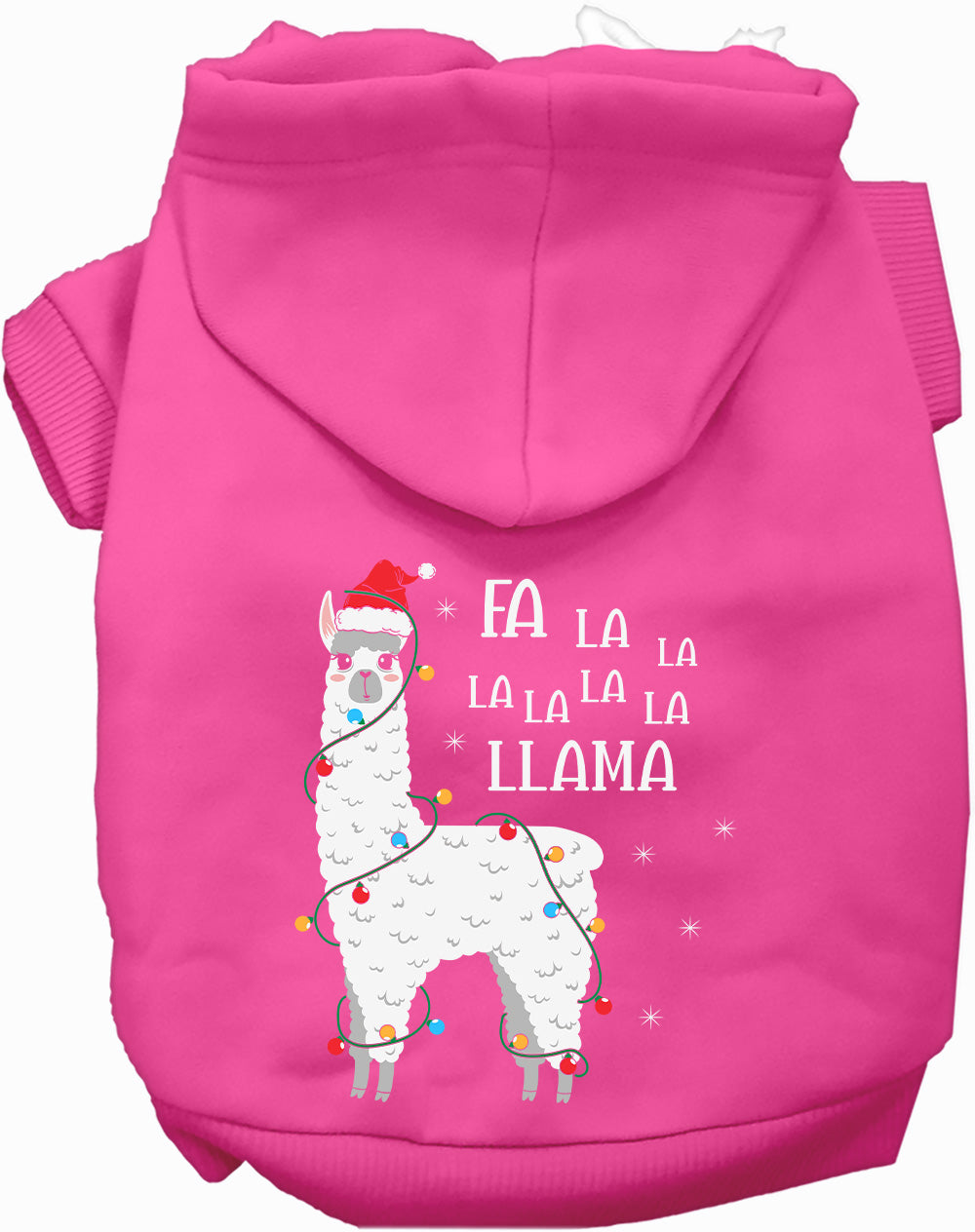 Dog Hoodie Falalala Llama for Festive Holiday Pet Comfort - close up view