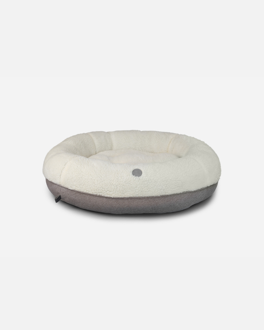 Calming Dog Bed Furry Beige Donut for Comfort, Support & Sty - luxury dog bed view 2 for comfort and support