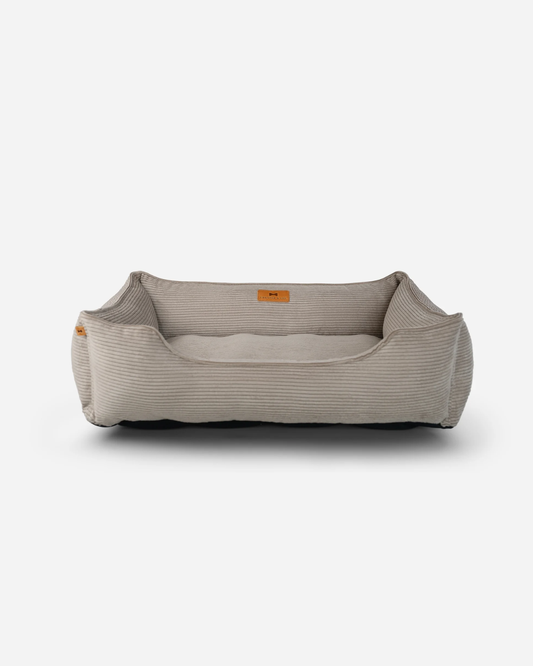 Luxury Dog Bed Fancy Corduroy Sleeper Taupe for Comfort, Sup - luxury dog bed view 1 for comfort and support