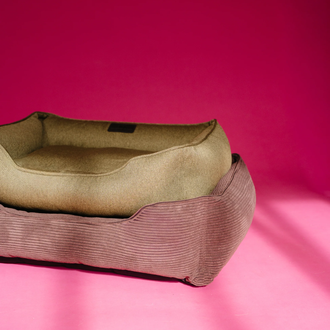 Luxury Dog Bed Fancy Corduroy Sleeper Brown for Comfort, Sup - luxury dog bed view 3 for comfort and support