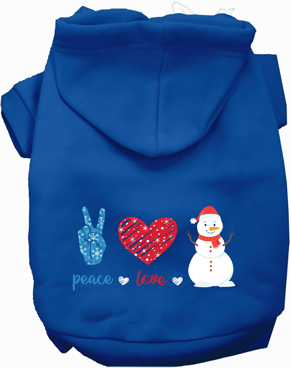 Dog Hoodie Peace Love and Snow for Everyday Pet Style and - close up view