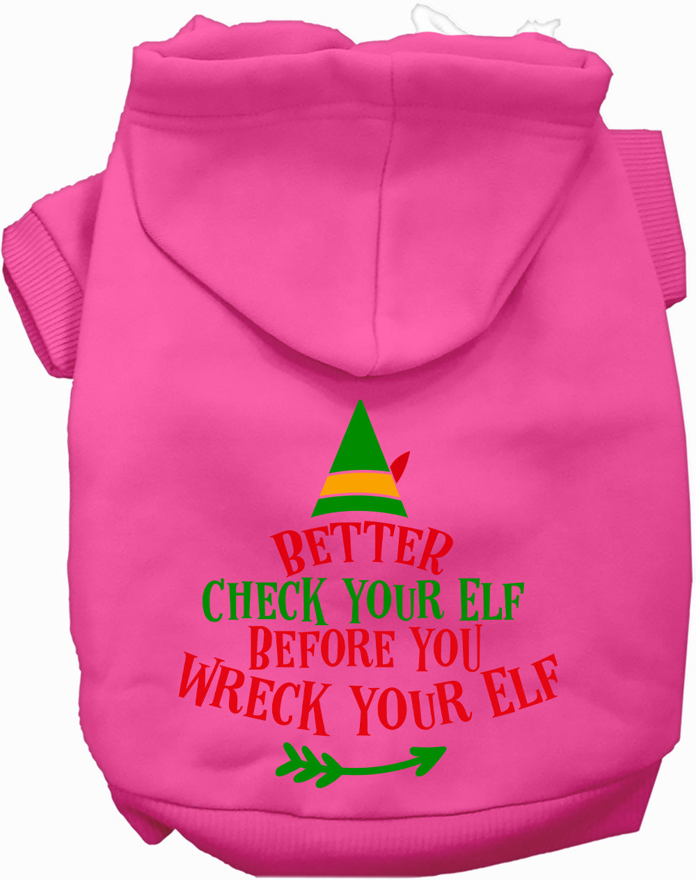 Dog Hoodie Check Your Elf for Festive Holiday Pet Comfort - close up view