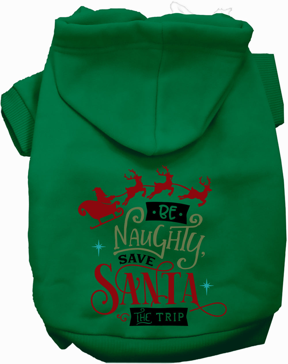 Dog Hoodie Save Santa the Trip for Festive Holiday Pet - close up view