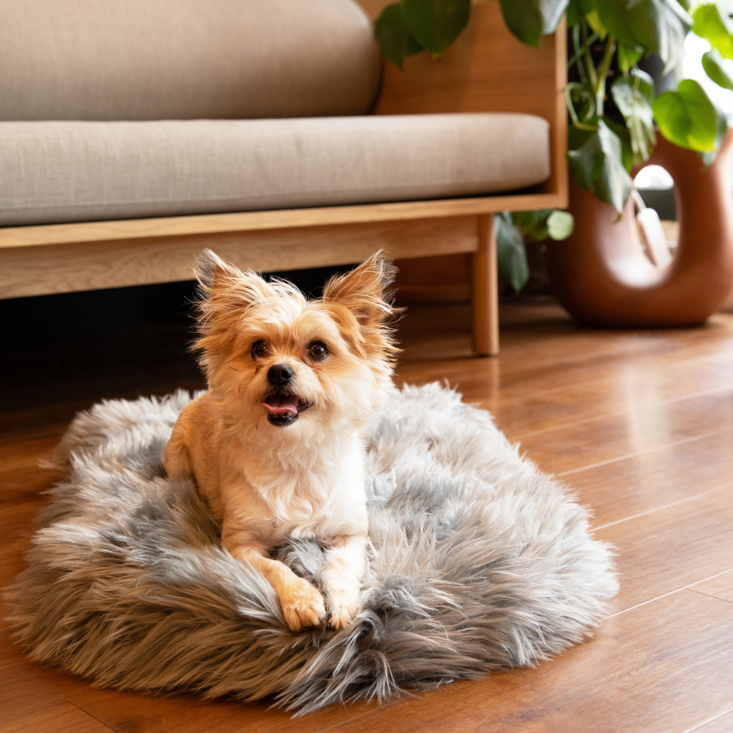 Memory Foam Dog Bed Faux Fur Charcoal Grey Orthopedic Comfor - gallery image 13