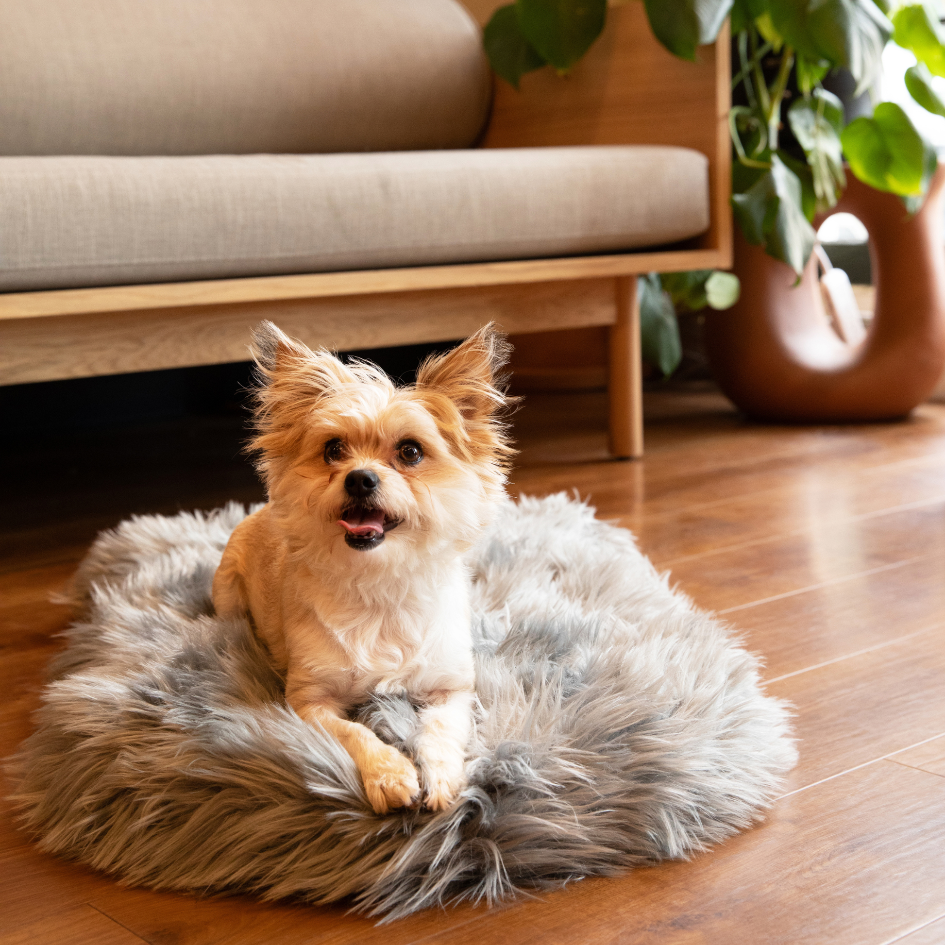 Memory Foam Dog Bed Faux Fur Charcoal Grey Orthopedic Comfor - gallery image 13