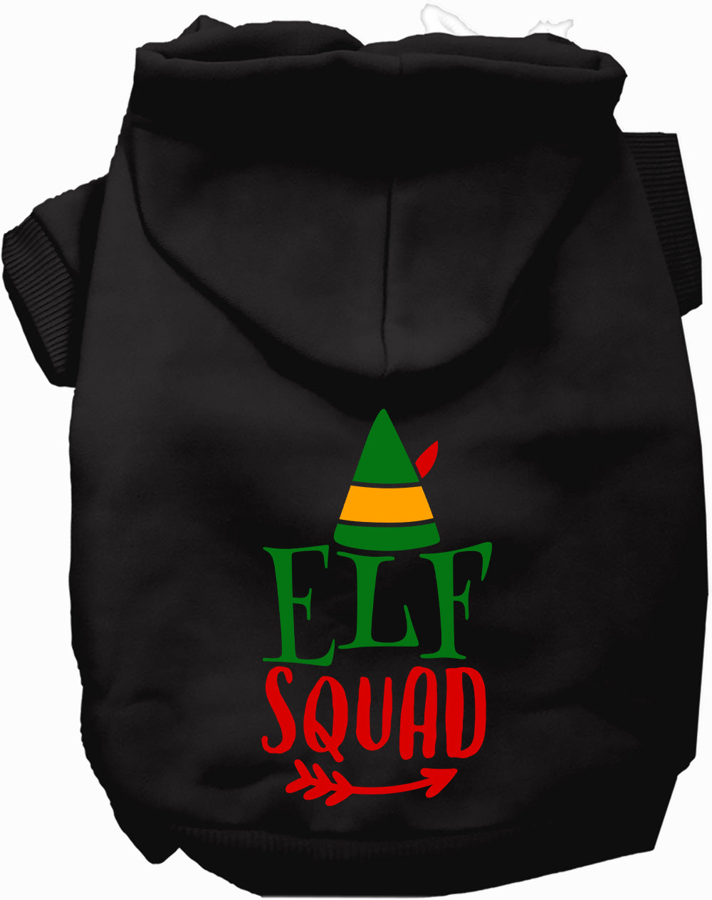 Dog Hoodie Elf Squad for Festive Holiday Pet Comfort - close up view