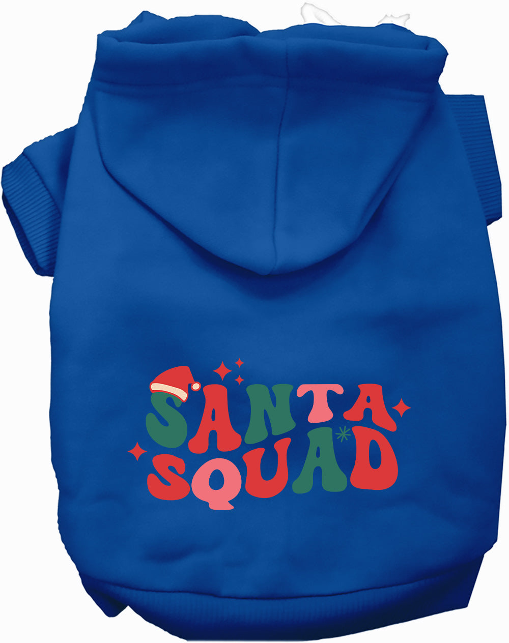 Dog Hoodie Santa Squad for Festive Holiday Pet Comfort - close up view