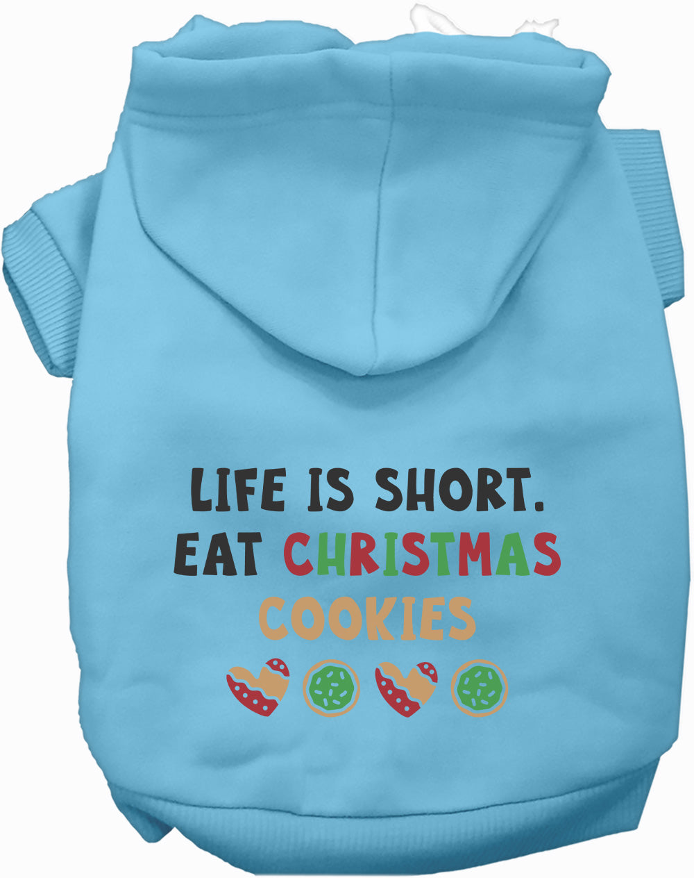 Dog Hoodie Eat Christmas Cookies for Festive Holiday Pet - close up view