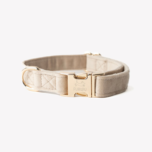 Dog Collars 'Sand' Velvet Dog Collar Premium Pet Supply - main product image