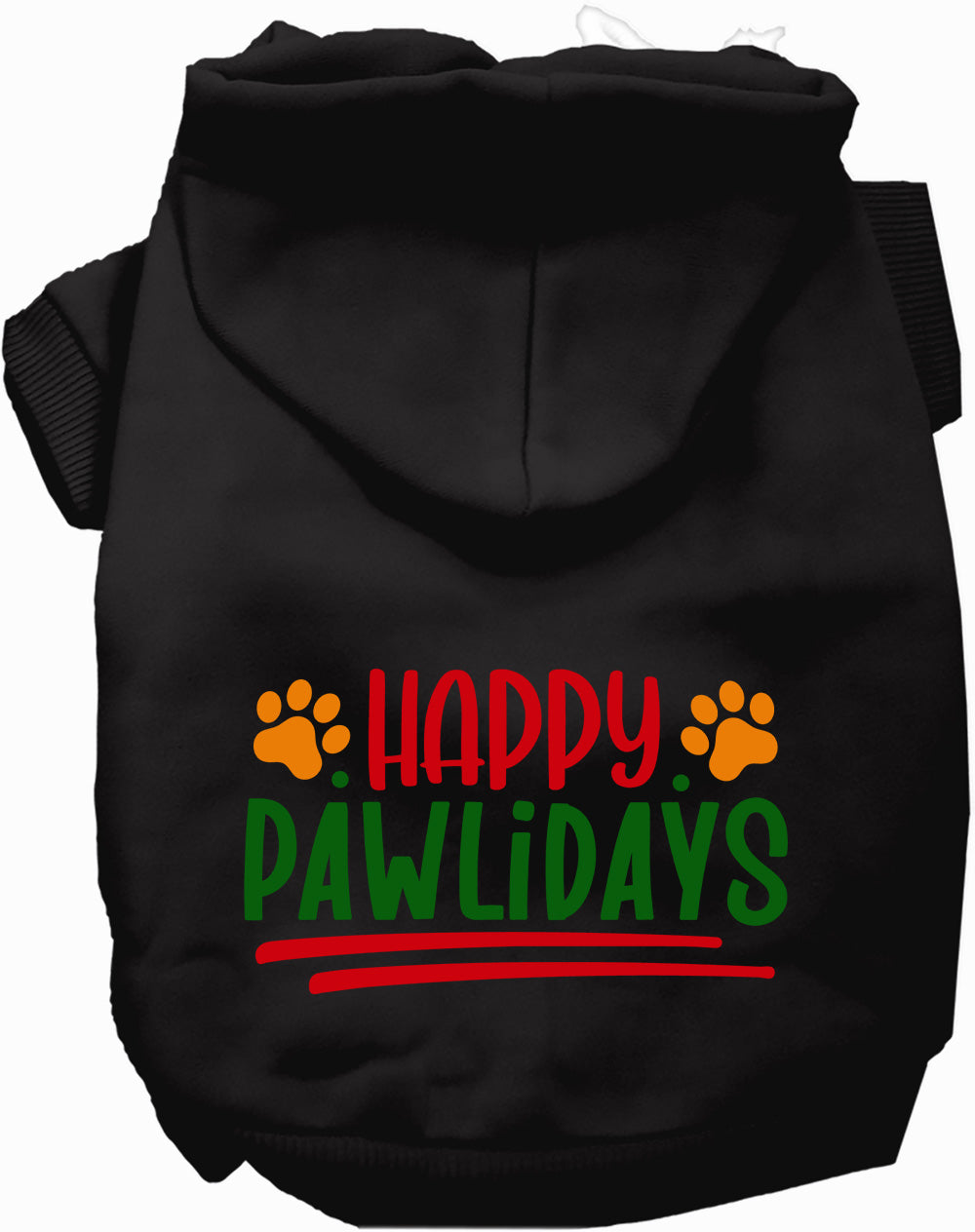 Dog Hoodie Happy Pawlidays Holiday for Festive Holiday Pet - close up view