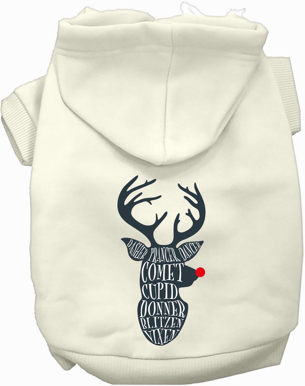 Dog Hoodie All Santas Deer for Festive Holiday Pet Comfort - close up view