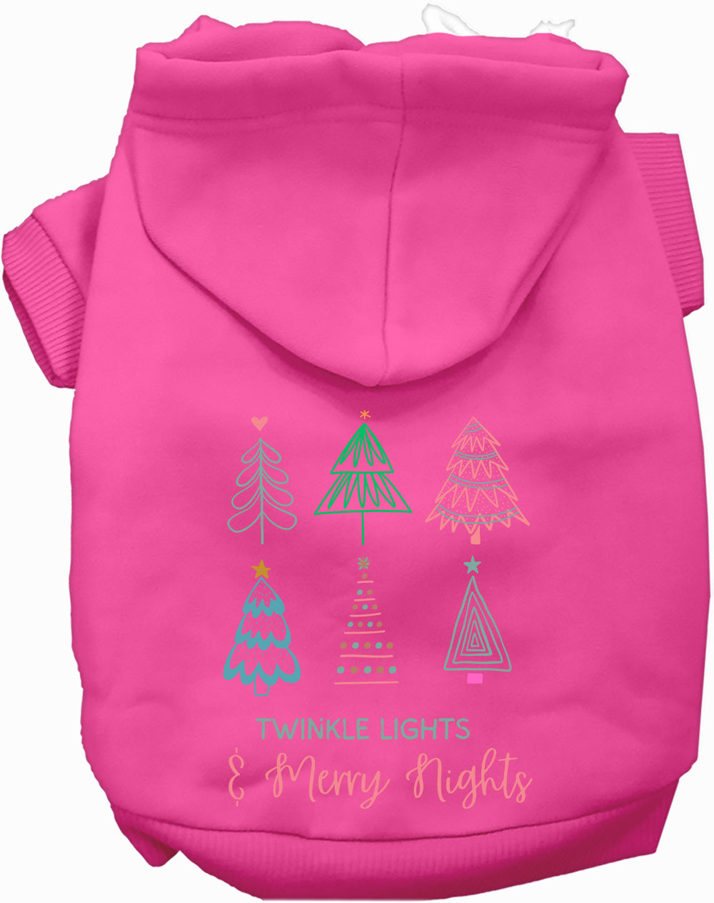 Dog Hoodie Twinkle Lights Merry Nights for Festive Holiday - close up view