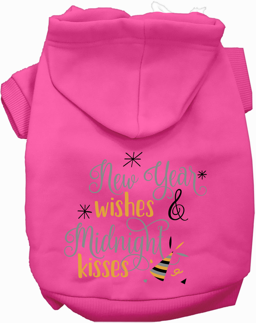 Dog Hoodie Midnight Kisses New Years for Everyday Pet Style - close up view