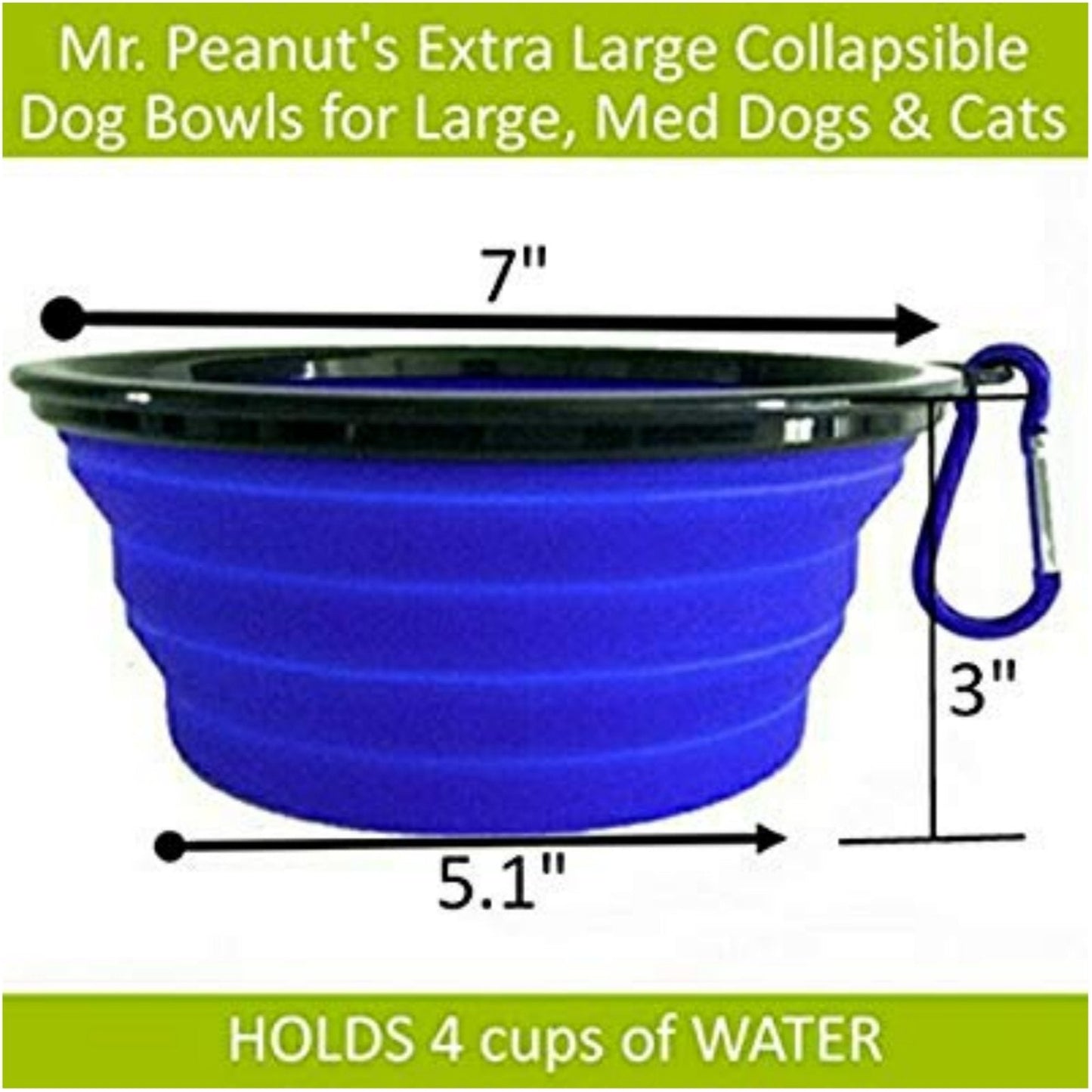 Pet Feeding Supplies 2 Pak XL 34oz Collapsible Travel Bowls - detail view