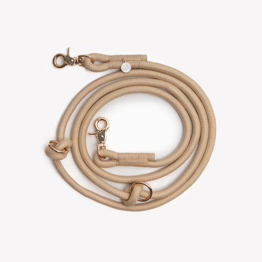 Tan Hands-Free Braided Leash for Dogs - Premium Style - detail view