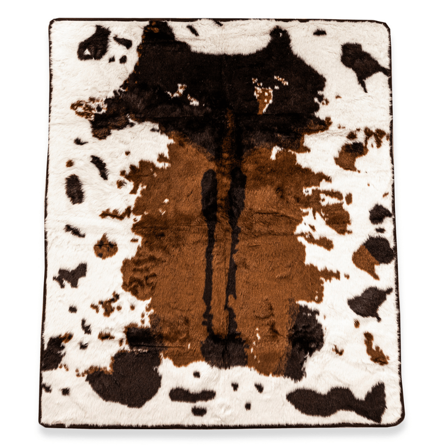 PupProtectorT Waterproof Throw Blanket - Brown Faux Cowhide - close up view