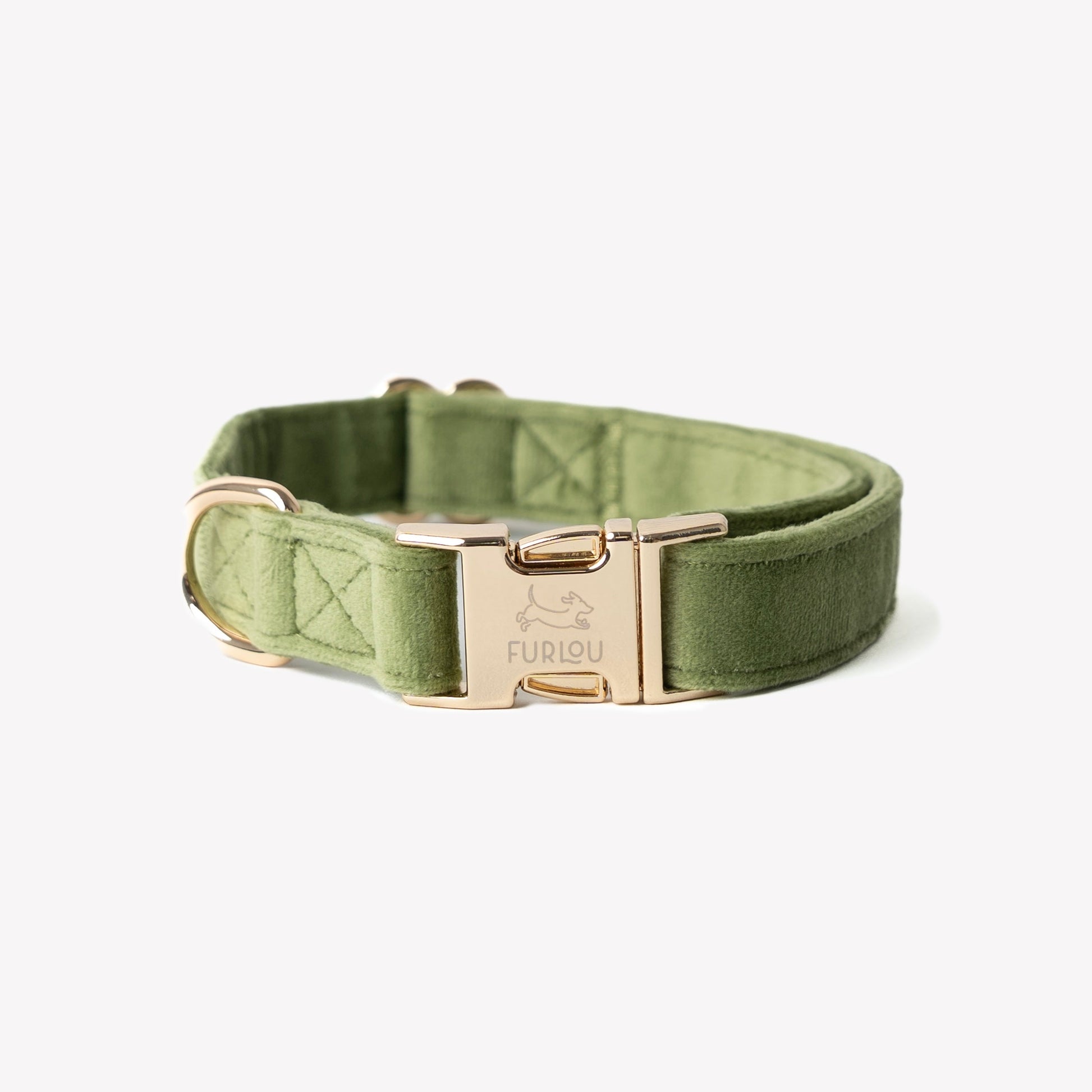 Dog Collars 'Green' Velvet Dog Collar Premium Pet Supply - main product image