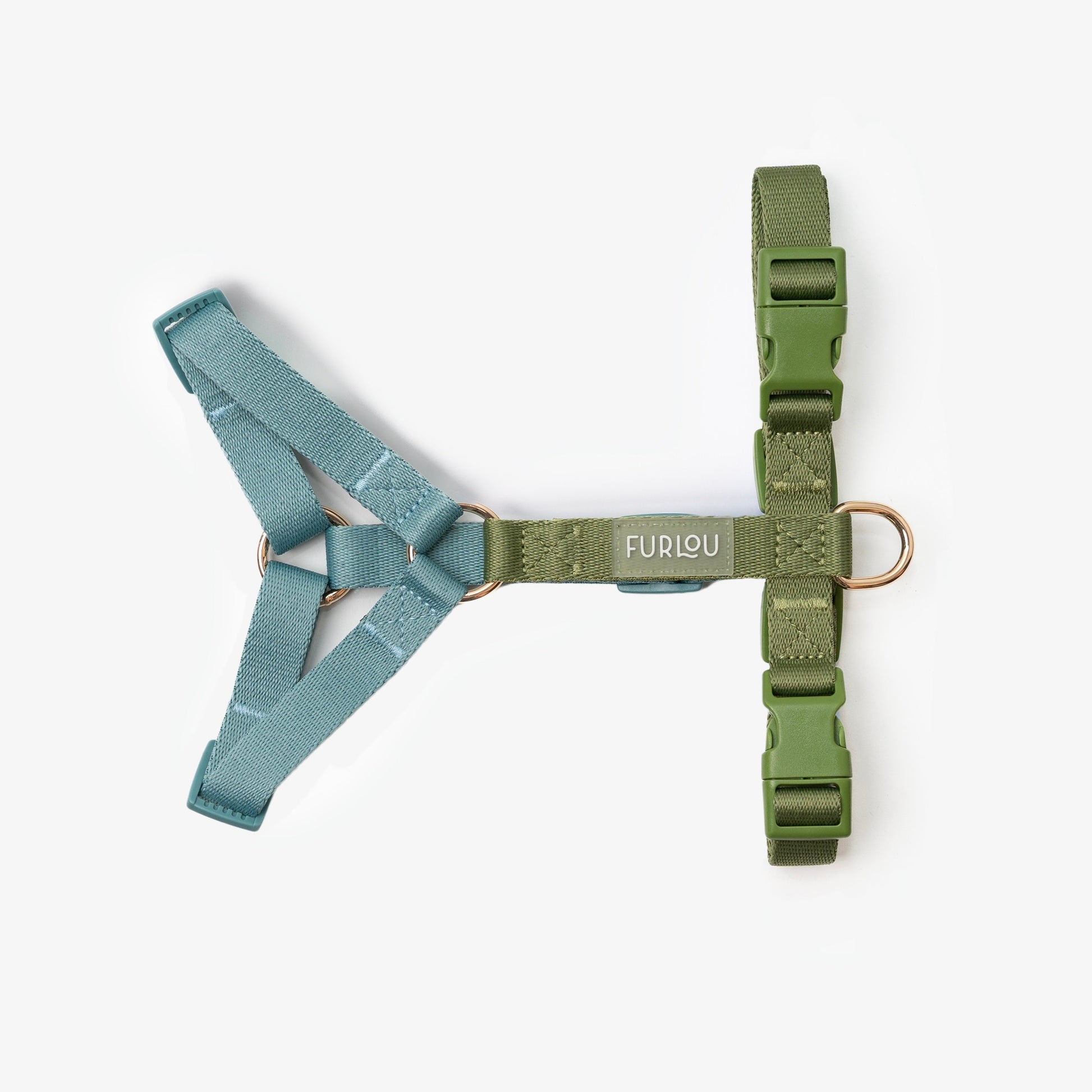 Blue and Green - Dog Harness - detail view