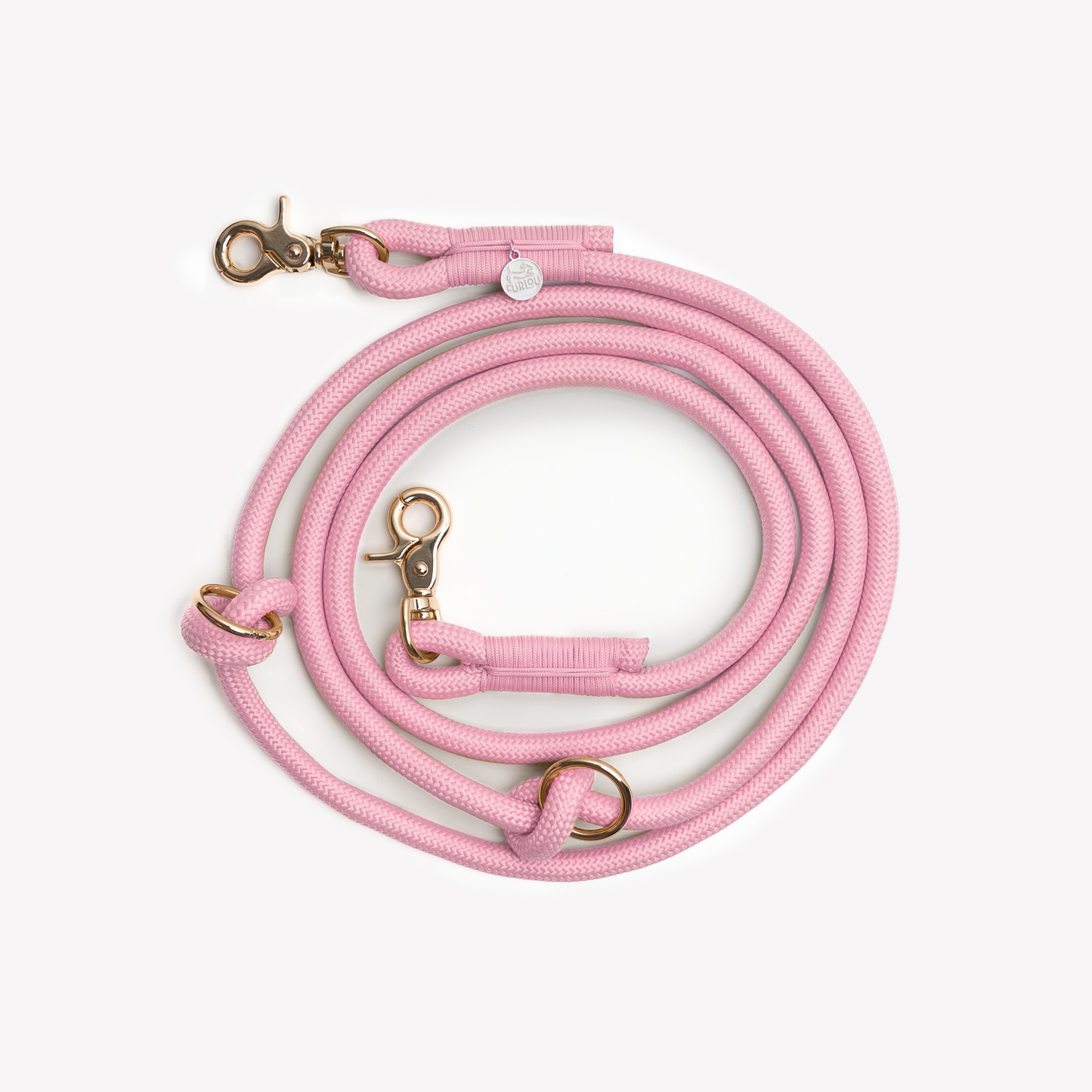 Pink Hands-Free Braided Leash for Dogs - Premium Style - detail view