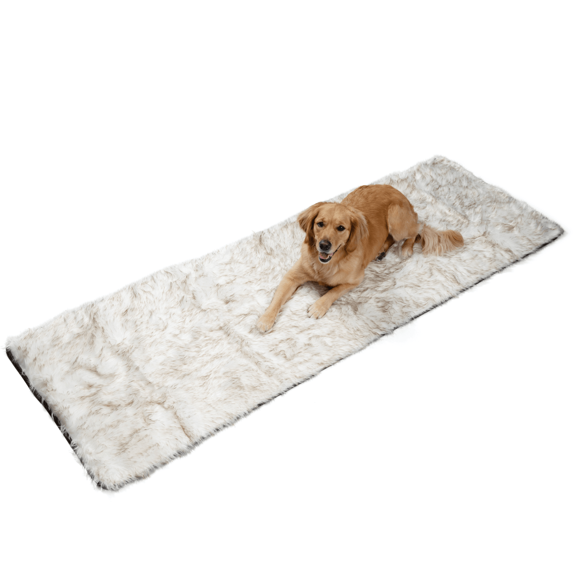 Pupprotector Waterproof Bed Runner White With Brown Accents - close up view