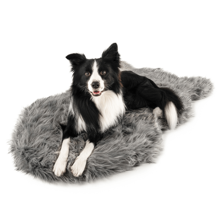 Memory Foam Dog Bed Faux Fur Charcoal Grey Orthopedic Comfor - lifestyle view