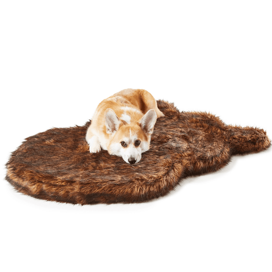 PupRug by Paw.com� Faux Fur Orthopedic Dog Bed - Curve Brown - detail view