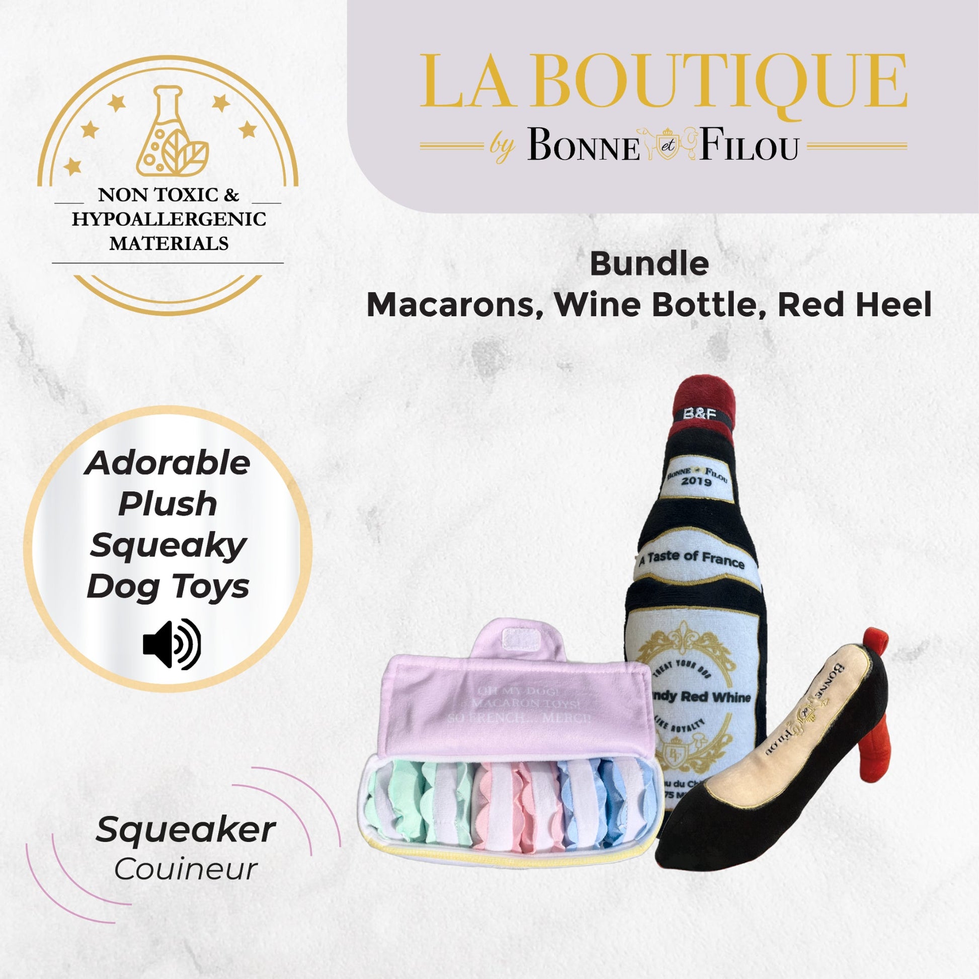 Dog Toy Plush Squeaky Toy Set- Large for Daily Use Essential - detail product image for dog toy