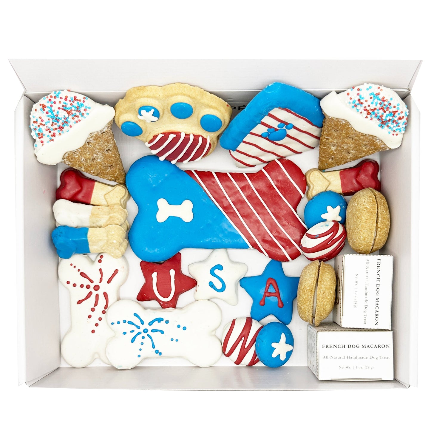 Dog Treats USA Themed Treats Gift Box for Daily Use Essentia - detail product image for dog treats